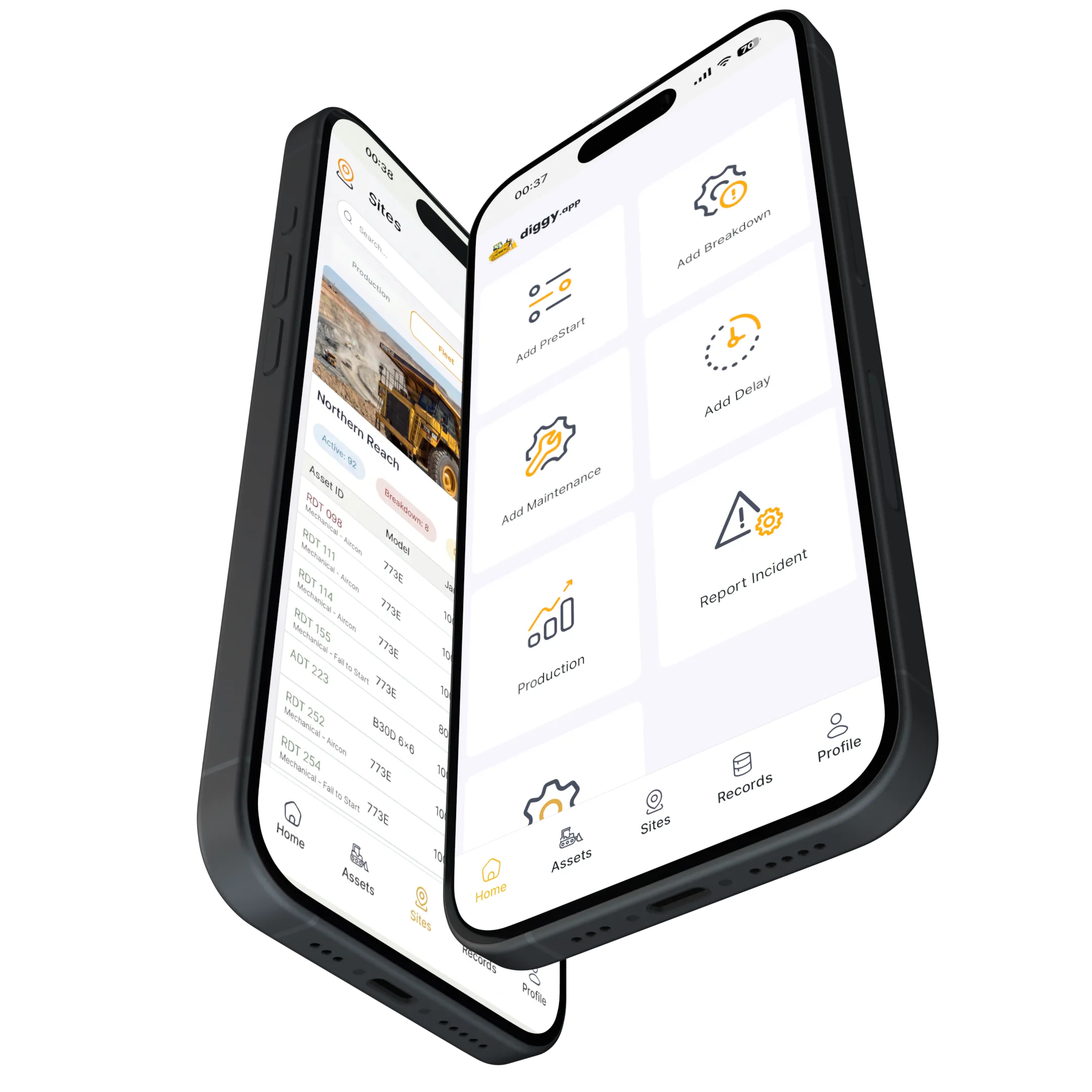 Diggy mobile app running offline on two phones